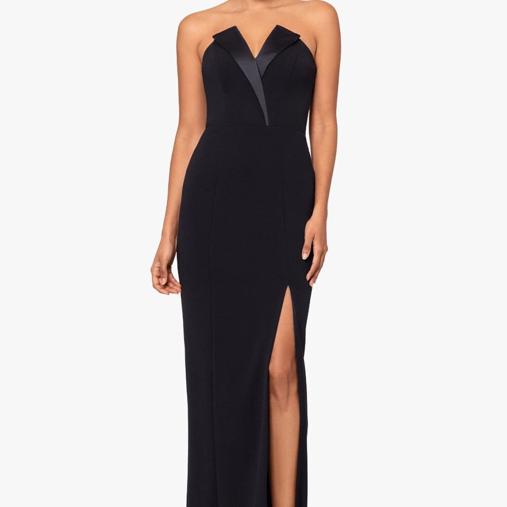Adam & Betsy Strapless Black Tux Gown